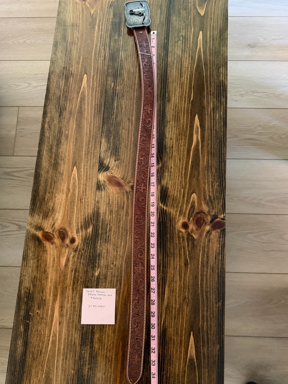 Brown leather belt and buckle